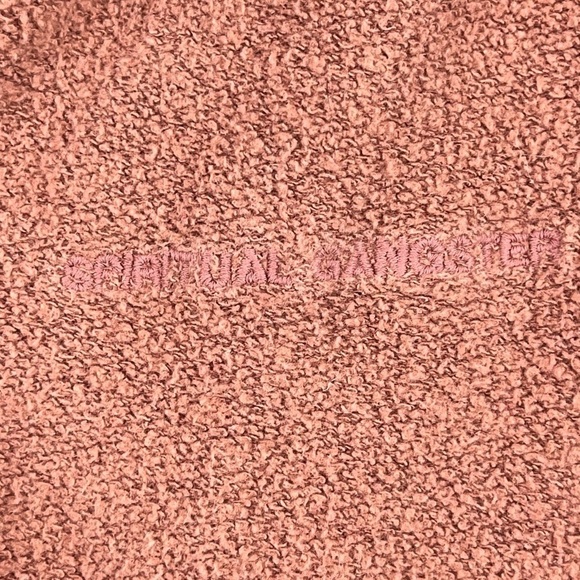 SPIRITUAL GANGSTER Linen Terry Cloth Brown Wide Leg Crop Pull On Pants Sz Large - Picture 2 of 13